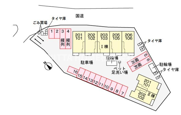 カーサ　Ｋ　スワンⅠの区画図|防犯カメラを完備しています◎