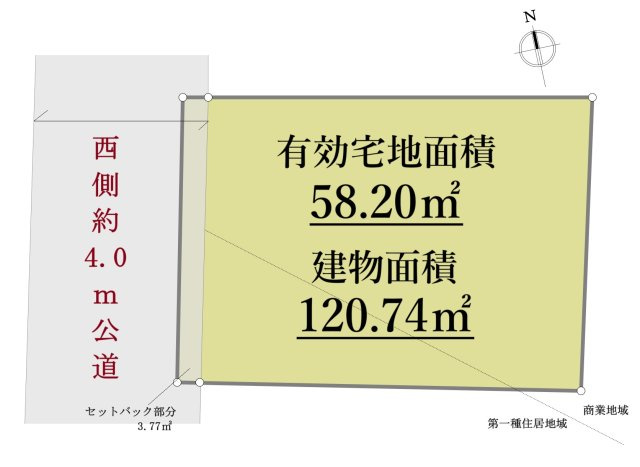 豊島区南池袋4丁目 限定1棟の区画図|西側約4.0ｍ公道に面する整形地で
敷地北側は隣地通路につき角地感覚の開放感あふれる立地