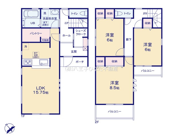 『八王子市新築戸建て』八王子市1549-3【仲介手数料無料】　１６期の間取り|～仲介手数料無料☆八王子ひなた不動産～　八王子市下恩方町　新築戸建て
