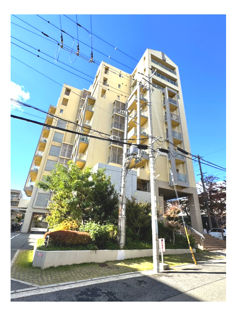 甲南コーポラスの外観|現地外観写真となります。平坦地でありながら、緑豊かな住宅地となります。