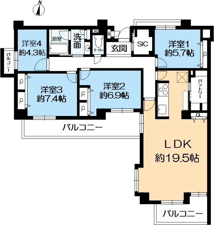 甲南コーポラスの間取り|独立タイプのキッチンだから、余裕のあるリビング・ダイニング
シューズインクローゼットやパントリーなど収納充実
