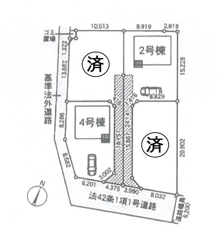 仲介手数料無料　川島町伊草第２　新築戸建　全４棟の区画図