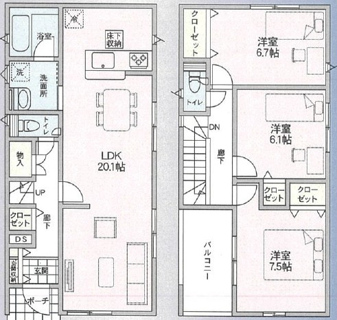 【新築戸建て】秋田市茨島第12　2号棟の間取り