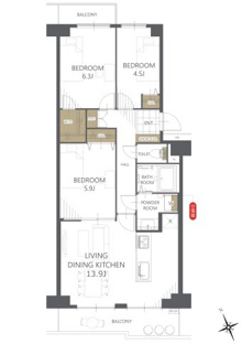 【間取り】寝屋川東ファミリータウン北１番館 