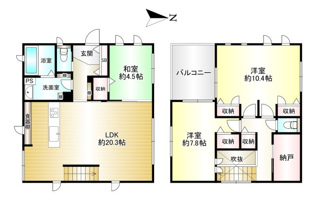 香芝市良福寺の間取り|3LDK　土地面積：146.79㎡　建物面積：98.65㎡　駐車スペース有