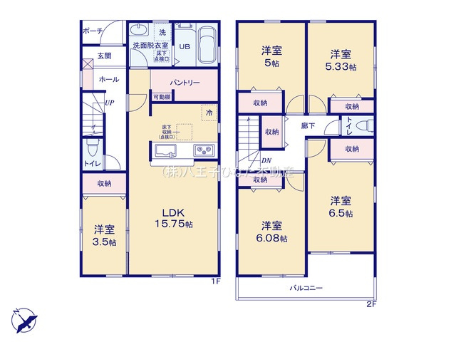 『八王子市新築戸建て』八王子市1549-3【仲介手数料無料】　１６期の間取り|～仲介手数料無料☆八王子ひなた不動産～　八王子市下恩方町　新築戸建て