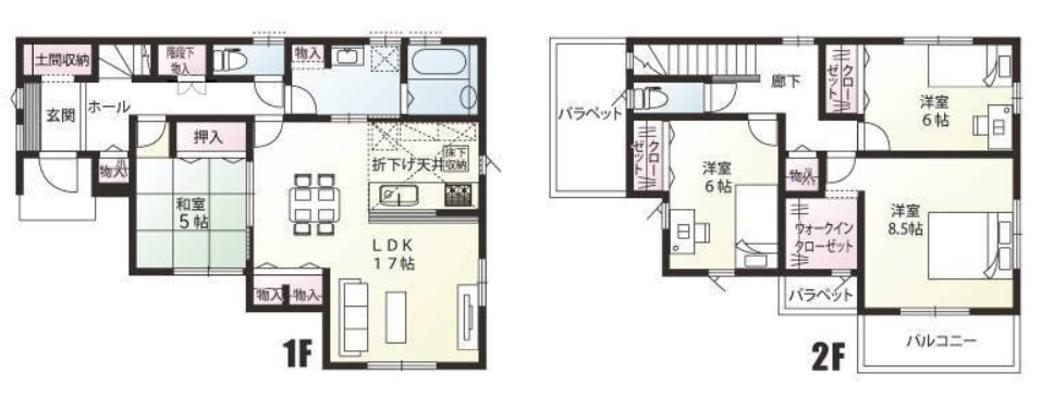 小山市神山　全4邸の間取り|〇4LDK〇
ウォークインクローゼット、土間収納付き！
ゆったり和室付き♪