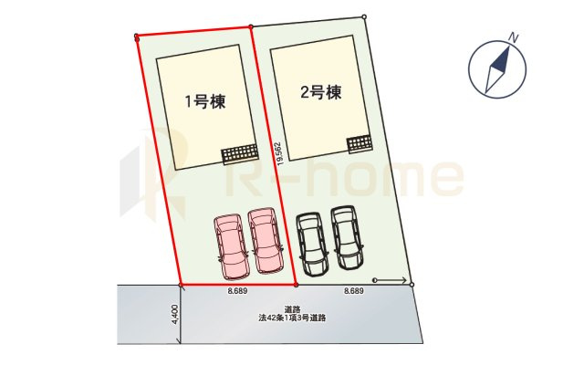 笠間市笠間第3　新築戸建て　1号棟の区画図|大きなお買い物だからこそ、メリット・デメリットを伝えさせて頂きます。
R-homeにお任せください♪