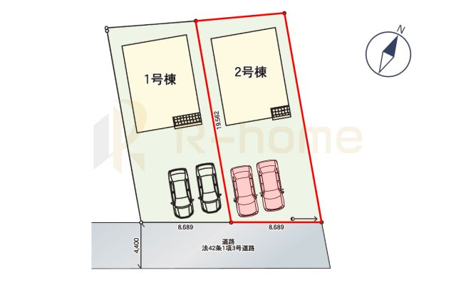 笠間市笠間第3　新築戸建て　2号棟の区画図|大きなお買い物だからこそ、メリット・デメリットを伝えさせて頂きます。
R-homeにお任せください♪