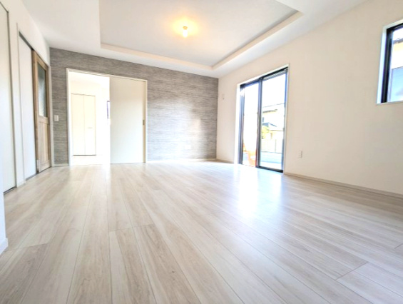 水戸市平須町　13期の居間・リビング|一日の長い時間を過ごすリビング♪自然と家族が集まれる空間！家族団らんの時間を優しく見守るリビング～