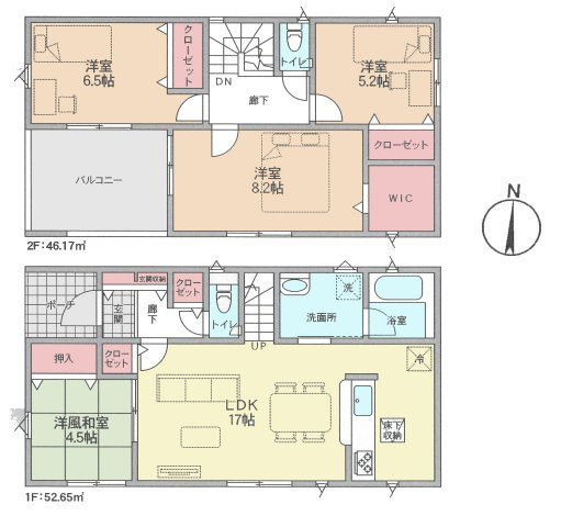 仲介手数料無料　新築戸建　吉見町東野１丁目　全１棟の間取り|限定１棟
