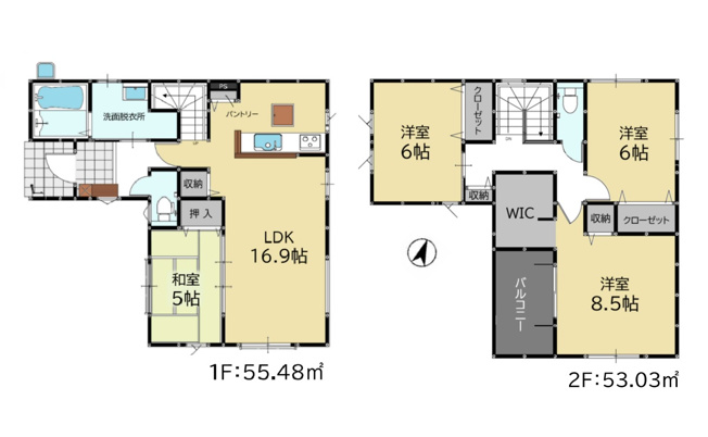 【間取り】 | 福岡市城南区西片江2丁目1期　1号棟（全2棟）【仲介手数料無料・0円】 | 平日、土日祝日もお好きな日時にご見学可能です。お気軽にお問合せ下さい。