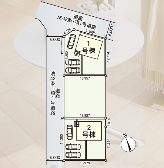 【区画図】 | 新築分譲住宅　山形市西田第11　全2棟 | 全2棟の分譲住宅です♪