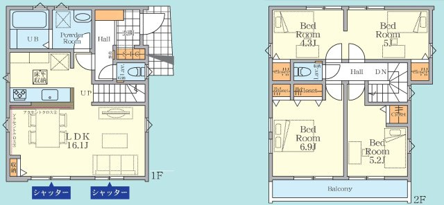 港南区上永谷4丁目　新築戸建ての間取り