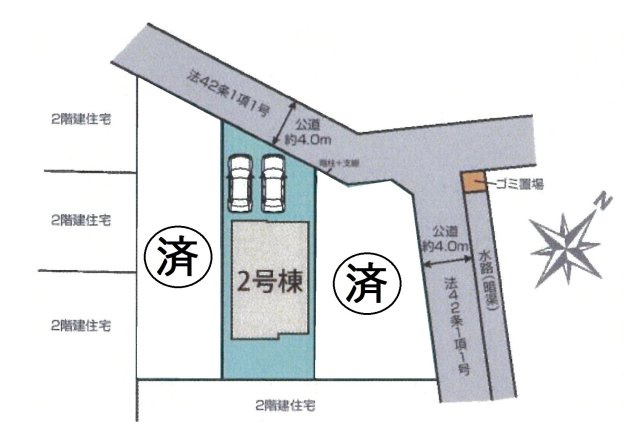 仲介手数料無料　白岡市小久喜　新築戸建　全３棟の区画図