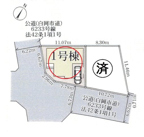 仲介手数料無料　白岡市小久喜第4　新築戸建　全２棟の区画図|最終１棟
