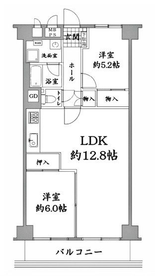 【間取り】 | 山科不二サンハイツ | 専有面積60.50㎡