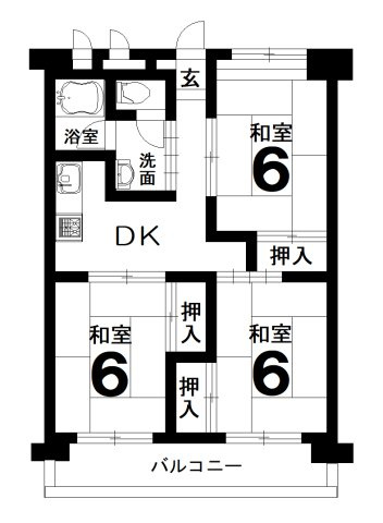 【間取り】 | 山科団地A棟 | 専有面積51.98㎡