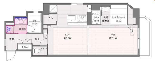 【間取り】 | ドゥーエ参宮橋 | ５２．８４平米の１ＬＤＫ