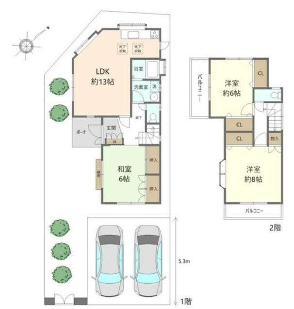 【中古】鶴ヶ島市上広谷中古住宅の間取り
