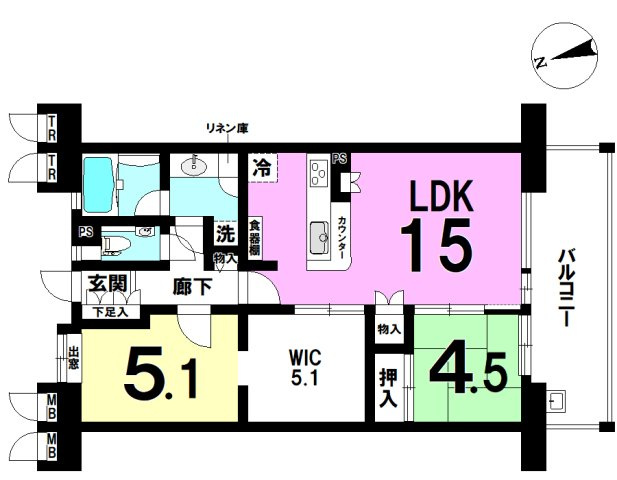 アーバンシティ浜松幸の間取り|2LDK＋5.1帖の大容量ウォークインクローゼットの物件です♪