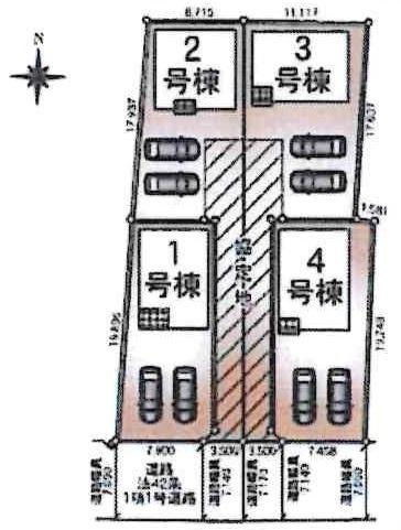 碧南市松江町第2　全4棟・1号棟の区画図|1号棟です。
