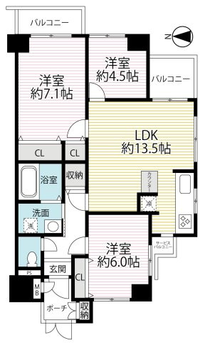 徒歩９分圏内に２沿線利用ＯＫ◆２０２５年９月リフォーム完了の美室◆シンフォニー桃山の間取り