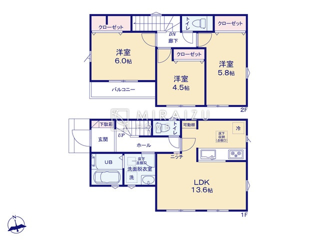 【間取り】 | 陽の光をたっぷりと浴びながら気持ち良く生活が出来ます。夢のマイホーム、夢ではなく実現出来ます！見学・ご相談等、お気軽にご連絡下さい。
