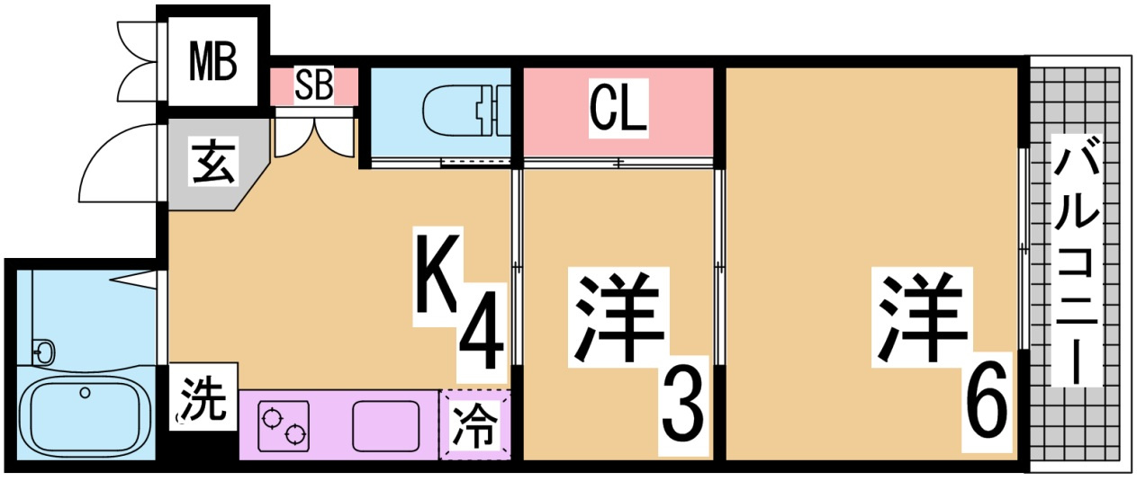 神戸市兵庫区湊山町の賃貸マンションの間取り
