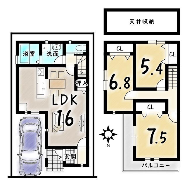 鶏冠井町草田の間取り