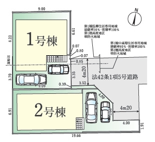 【区画図】 | 練馬区西大泉６丁目　新築戸建て　１号棟 | 1号棟：前面道路は通り抜けできませんので交通量も少なく安心