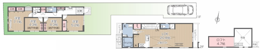 平塚市花水台 　新築戸建の間取り