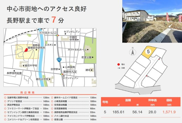 東邦ピュアコート裾花Ⅱ　5号地の土地図
