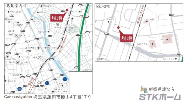 仲介手数料無料　蓮田市椿山第7　新築戸建　全１棟の地図