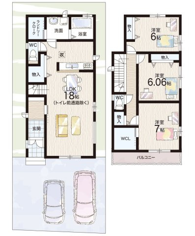 池田市旭丘　新築一戸建ての間取り|２号地