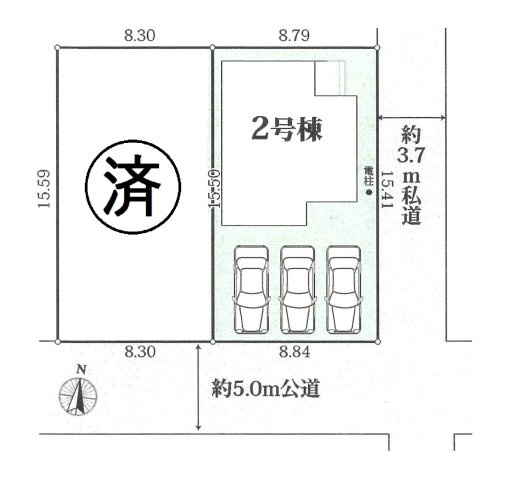 仲介手数料無料　蓮田市見沼町3丁目　新築戸建　全２棟の区画図