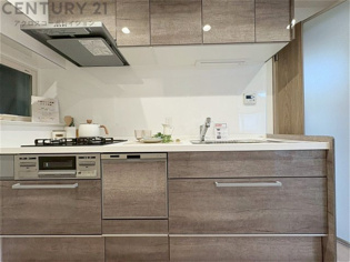 壁付けシステムキッチンはスペースの最大限の有効活用が可能で、動線がスムーズになり調理や準備が快適で効率的に行えます。収納スペースや吊り戸棚が設けられ、調理器具や食器類をスマートに収納できます。
