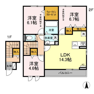 【間取り】 | サニーフラット岡Ⅱ
