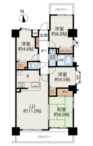 【仲介手数料無料／中川区】宝マンション富田町　405号室の間取り