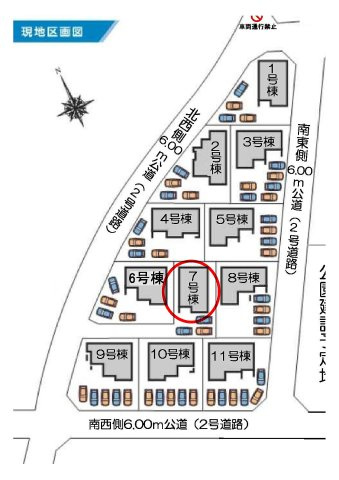 第3富士見町時沢　新築戸建　7号棟の区画図|駐車場3台ご用意しています！来客時も重宝します♪