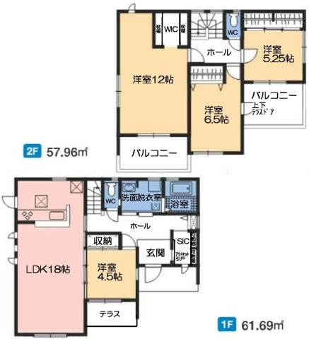 第3富士見町時沢　新築戸建　5号棟の間取り|収納充実♪4LDKで陽当たり良好な間取りです！
土地面積204.73㎡、建物面積119.65㎡で十分な広さです！