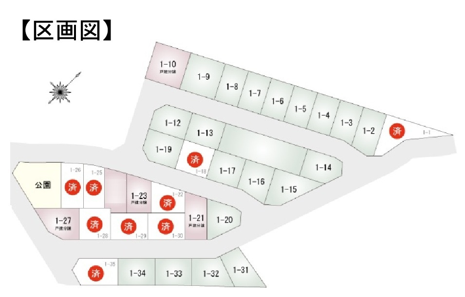 ２０２３年４月完成の築後未入居物件◆小屋裏収納付き３ＬＤＫ◆伏見区羽束師古川町の区画図|該当物件：２３号地
