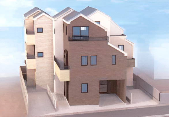 板橋区赤塚新町3丁目　耐震×制震　省エネ住宅　全3棟の外観パース