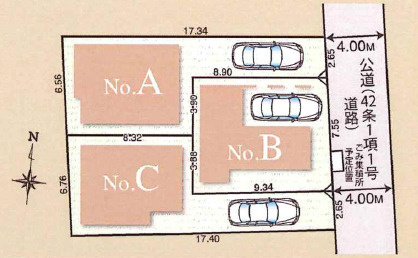 板橋区赤塚新町3丁目　耐震×制震　省エネ住宅　全3棟の区画図