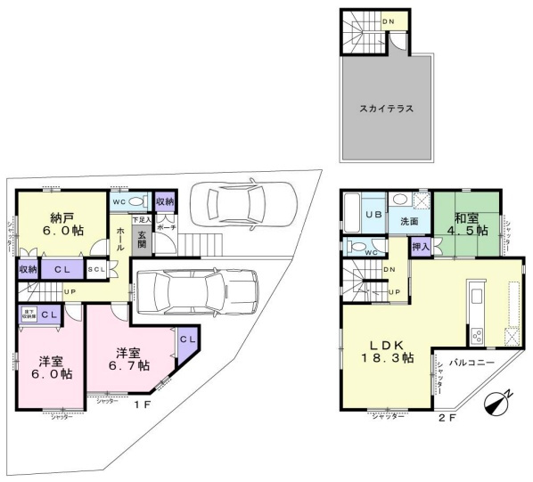 神戸市須磨区板宿町　新築一戸建ての間取り