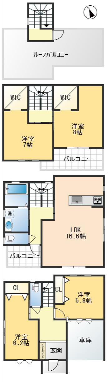 豊中市上野西3丁目　新築戸建の間取り