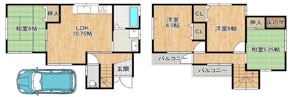 岸和田市下野町1丁目　戸建の間取り