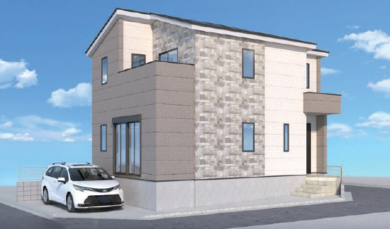 練馬区大泉学園町4丁目　21帖超リビング　ZEH水準住宅　全3棟の外観パース