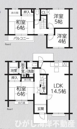 湘南ライフタウン小糸東住宅２号棟の間取り|南向き　４LDKです。
