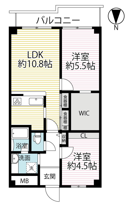 令和６年３月リフォーム済◆収納豊富◆南面バルコニー◆周辺環境充実◆サンマンション丸太町の間取り|間取り